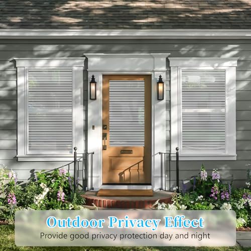 Niviy Window Privacy Film with Installation Tools, Stripe Frosted Glass Window Film Non Adhesive Vinyl Removable Static Cling Door Coverings Home Tint Blinds (Pure, 23.6 x 78.7 inch) - color: White, size: 23.6" x 78‘’