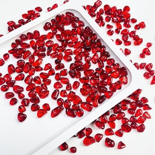 Red Glass Stones, 0.85LB/385g Aquarium Gravel Rocks, Red Aquarium Pebbles for Fish Tank, Sea Glass Rocks for Vase Filler Craft - color: Red