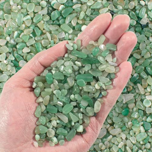 0.88 LB Aquarium Gravel Rocks Green Aventurine Crystal Chips Tumbled Healing Crystal Chips Bulk Gemstones, Mini Crushed Stones Quartz Vase Filler for Crafts|Fish Turtle Tank|Home Decoration - color: Green Jade, size: 0.88 LB