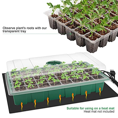 MIXC Seedling Trays Seed Starter Tray, 10-Pack Mini Propagator Plant Grow Kit Greenhouse with Humidity Vented Domes and Base for Seeds' Starting (40 Cells Per Tray, Total 400 Cells), Green - color: Green, size: 40-Cell 10-Pack