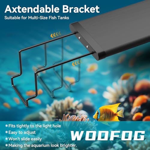 WooFog 2 Pcs Aquarium Light Riser for Rimmed/Rimless Tanks, Aquarium Light High Holder Bracket, Steel Fish Tank Light Extenders Stands for LED, Light Riser for Aquarium -Black (Width 3 inch)