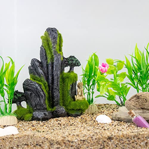 NW Wholesaler 6 Inch Mossy Mountain Fish Tank Decoration - Aquarium Fish Habitat Accessory for Freshwater and Salt Water Fish Tanks - style: Mudman Mountain