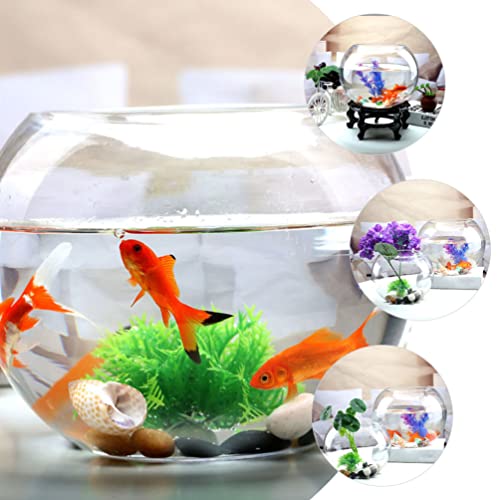 GANAZONO 7.08 Inch Small Glass Fish Bowl Round Fish Tank Desktop Aquarium Clear Glass Goldfish Bowl Hydroponic Planter for Home Office Garden Decor - size: 18x18cm