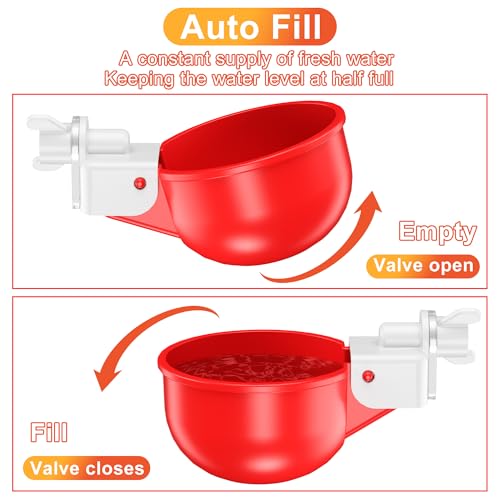 ZenxyHoC Chicken Waterer Cups, 6 Pack Automatic DIY Chicken Water Cup with 3/8'' Hole Saw