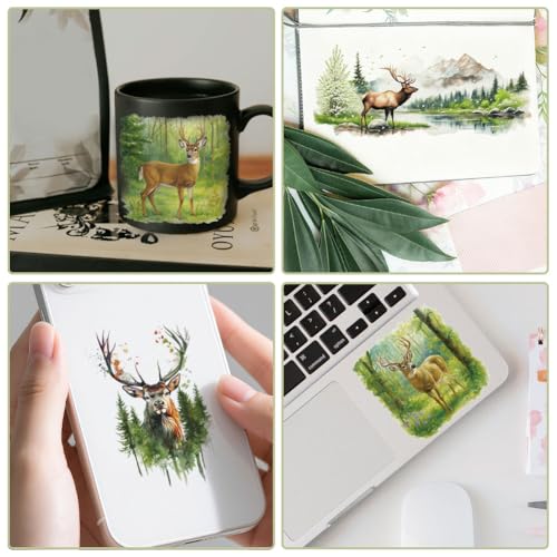 18 Pcs Deer UV DTF Cup Wraps for 16OZ Glass, 4.3 x 9.4 Inch Animals Forest UV DTF Transfer Stickers Waterproof Rub on Transfer Decals for Glass Bottle Vase Furniture Crafts - style: Deer