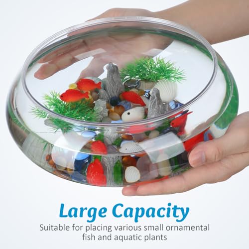 Toddmomy 9.5 Inch Transparent Plastic Fish Bowls Set of 2 Small Round Aquarium Tanks for Desktop Home Office Wedding Decor