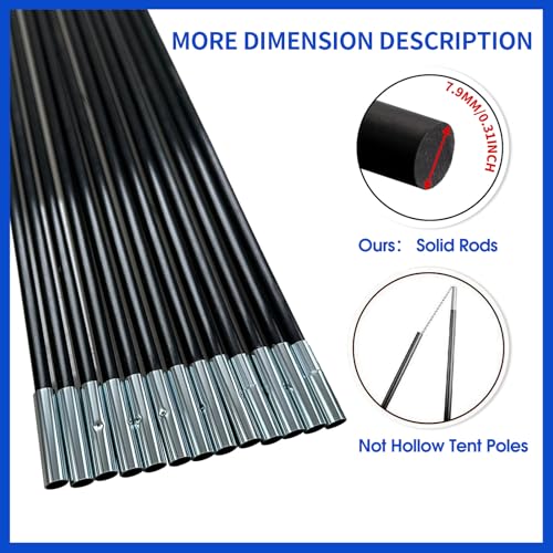 Universal Trampoline Fiber Glass Rods to Replace The Top Ring of Net Enclosure, Fiberglass Poles for 12/14/15Ft Frame with Tube Caps, Not for The Plastic T Connector - size: For14FT Trampoline Frame