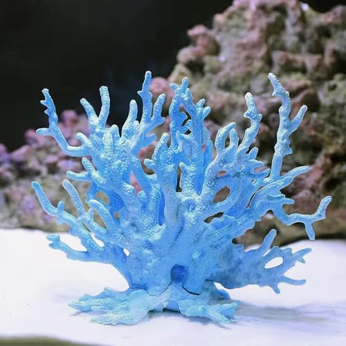 Besimple Artificial Aquarium Coral Ornament Plastic Fish Tank Plants Decoration for Aquarium Landscape (6.7”x5.5”x1.6”) - color: Blue
