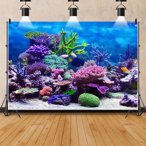 Under The Sea Backdrop Ocean Under Water Banner 6x6ft (180x180cm) Vinyl Blue Material for Interior Decor, Baby Shower, Birthday Party - color: Purplish Blue, size: 6x6ft (180x180cm)