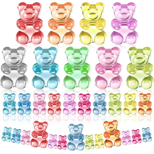 Tmtains Slime Charms Kawaii Resin Charms 3D Cute Nail Charm Mini Flatback Luminous Animal Charm Bulk Resin Jewelry Making Turtle Embellishments Supplies for Cell Phone Scrapbooking DIY Crafts - color: Df Gummy Bear Charms