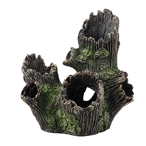 Aquarium Tree Trunk, Hollow Landscape Stump Wood House Resin Ornament Hideout Caves Rocks Decor Fish Tank Hole Stone Decoration Accessories Betta Cichlid Turtles Small Lizards Reptiles Amphibians - size: Type 1
