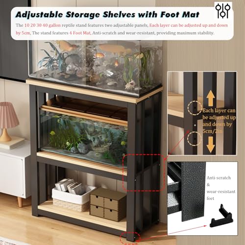 Fish Tank Stand,Multi-Tier Steel Fish Tank Stand for 12-20" Aquariums, Adjustable Reptile & Terrarium Shelf, Durable Storage Cabinet for Home/Office, Fish Tank Furniture - color: #B, size: 50x35x100cm/20x14x39in