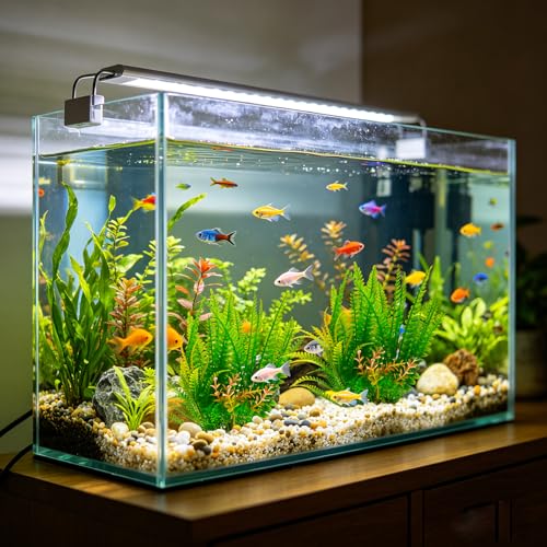 2 Pack Aquarium Decor Plastic Plants, Large Artificial Fish Tank Plant, Fish Tank Decorations for Betta Freshwater Fish Tank-7.1" Tall - size: Medium-2Packs