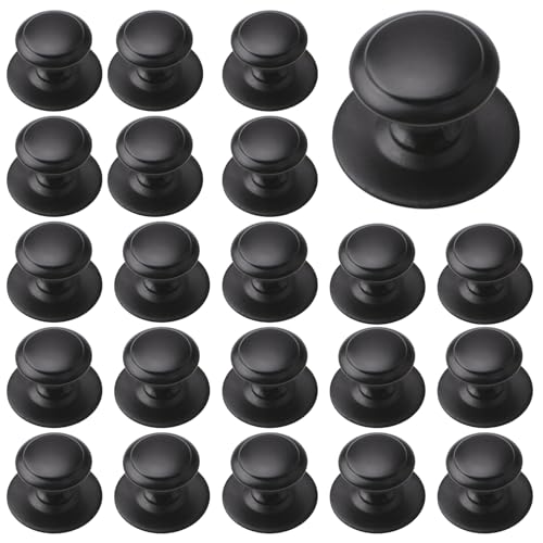 MOROBOR Stainless Steel Drawer Knobs, 32pcs Self-Stick Instant Cabinet Handle Pulls, 1.18Inch Adhesive Sliding Door Stick On Handle with Mounting Screws for Glass Cabinet Cupboard Drawer - color: Matte Black-32PCS, size: 1.18Inch