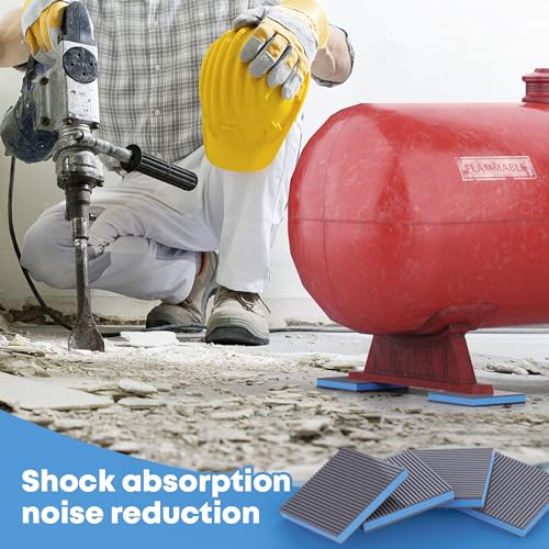 Anti Vibration Pads, Vibration Isolator Pads, Mechanical Vibration Damping Pads, Heavy Duty Rubber Isolation Pads, 3/8"Pre-Drill Hole Vibration Isolator Pad for Air Compressor - size: 6"× 6"×7/8"