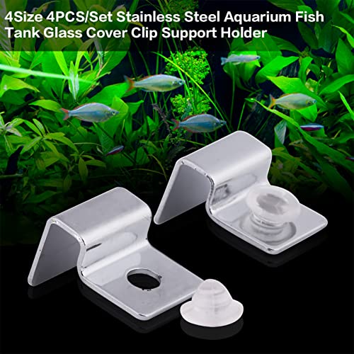 YOUTHINK 4PCS Aquarium Cover Clips, Adjustable Glass Lid Support Holders with Silicone Cushion, Stainless Steel Material, Fit 6/8/10/12mm Thickness Fish Tank Glass (12mm) - color: #-04