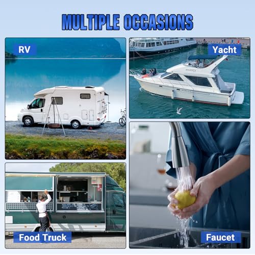 ECO-WORTHY RV Water Pump 12Volt 3.5GPM 50PSI 12V Fresh Diaphragm Pump with Pressure Switch and Self-Priming for RV Yacht Garden Sprayer Food Truck - size: 3.5GPM-50PSI-12V-Barbed Hose Adapters