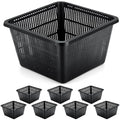 8 Pcs Aquatic Plant Baskets for Hydroponics Water Garden Plant Pots Black Plastic Mesh Basket 9 x 9 x 5.2 Inch Square Pond Containers for Island Live Aquarium Botany Flowers