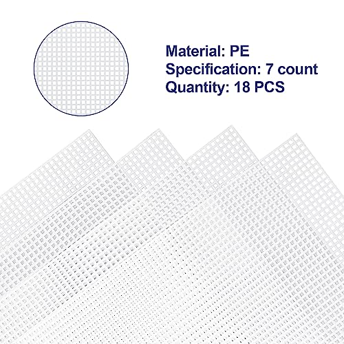 Caydo 18 Pieces 7 Count Plastic Canvas Sheets, 7 CT Clear Plastic Mesh for Cross Stitching, Making Jewelry Organizer, Knit Crochet Projects (10.5 x 13.5 Inch) - color: Clear White - 18pcs