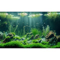 Underwater Aquarium Background Undersea Aquatic Plants Fish Tank Background Under The Sea Marine Life Sunbeam Terrarium Backgrounds Green Sea Grass Moss Rock Scene Reptile Tank Backgrounds 24x12in - color: Dark_Green, size: 24(W)x12(H)in