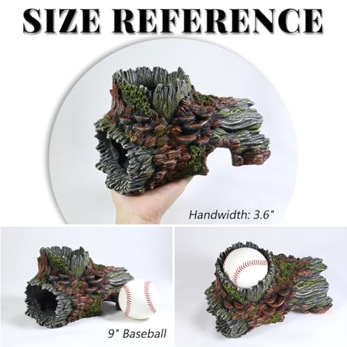 Aquarium Decorations Hollow Tree Trunk Fish Tank Accessories Stump Shelter for Betta Hideout Caves Driftwood for Aquarium Simulation Tree Decor with Holes - color: Green