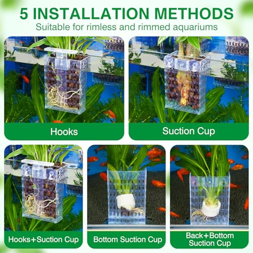 2026 Latest Upgraded Aquarium Plant Holder Adjustable Height with Extendable Hook and Suction Cup for Fish Tank Aquaponic Plant Cultivation and Aquascape Accessories Decorations (4 Pack) Transparent - color: Transparent-4 Pack