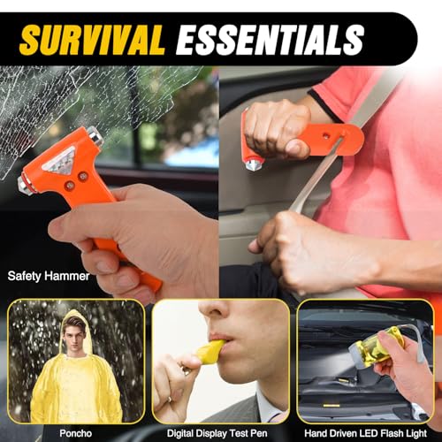 Nilight Car Emergency Kit with Jumper Cable, First Aid Kit Safety Assistance Tools for Travel Camping Outdoor Cars Truck SUV RV, Roadside Essentials with Flash Light - color: Essential Kit+Tool Set