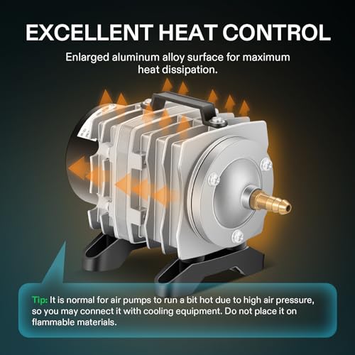 VIVOSUN 317GPH Commercial Air Pump 15W 6 Outlet 20 L/Min for Aquarium and Hydroponic Systems - style: 15W-317GPH