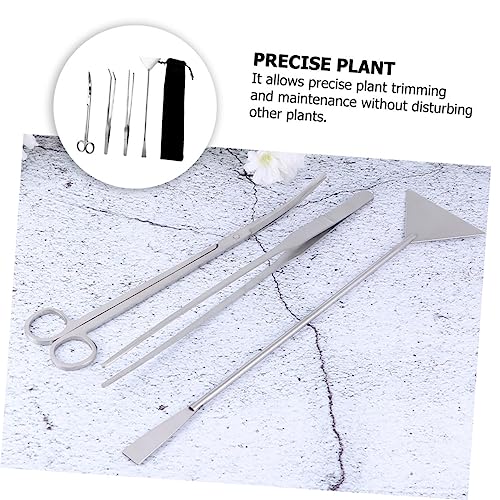 VILLCASE 1 Set Stainless Steel Aquarium Tool Kit for Aquatic Plants Cleaning Supplies with Storage Bag Includes Tweezers Scissors for Safe Maintenance and Aquascaping