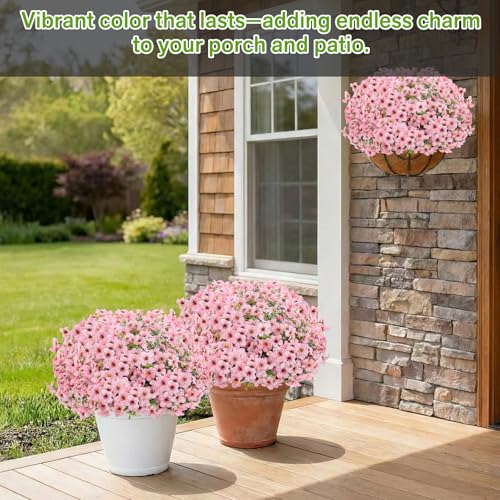 Artificial Flowers Fake Plants for Outdoors Spring Decoration, 13Bundles Silk Realistic UV Resistant Faux Flowers for Outside Planter Porch Yard Patio Garden Home Indoor, Pink - color: Pink, size: Artificial Flowers(13 Pcs)