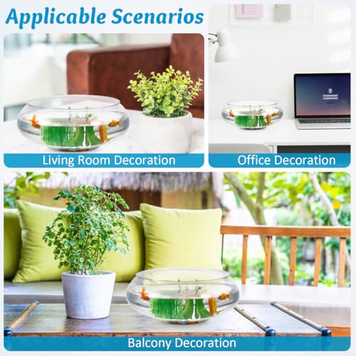 Toddmomy 9.5 Inch Transparent Plastic Fish Bowls Set of 2 Small Round Aquarium Tanks for Desktop Home Office Wedding Decor