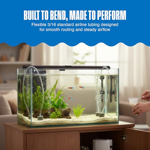 Penn-Plax Aqua-Life Standard Airline Tubing - 3/16 Inch Flexible Airline Hose for Aquarium Pumps, Fish Tank Line for Air Stones & Filters - Safe for Freshwater & Saltwater - 8 ft Long, Clear - size: 8 Feet, style: Plastic