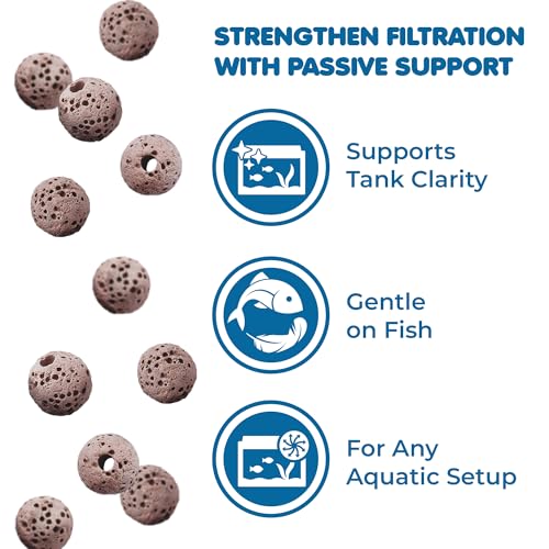 SunGrow Betta Lava Beads, Lightweight Substrate for Fish Tanks, Decorative Gravel for Aquariums, Brown Volcanic Lava Rocks for Filtration, 0.2", 50 Pcs per Pack