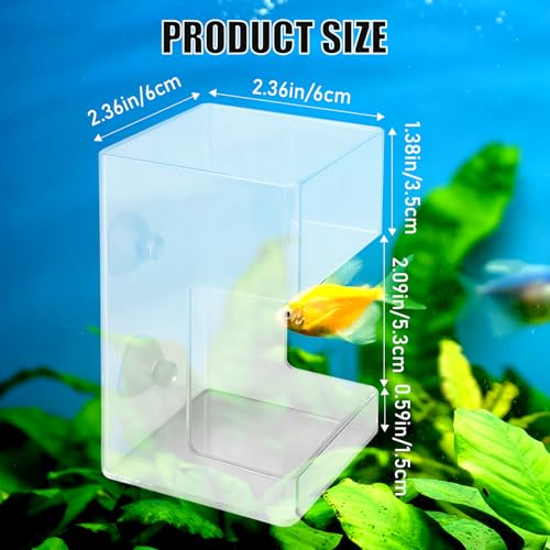Fish Tank Dish Tray with Suction Cup 3.94x2.36 Inch Feeding Tube Turtle Transparent Fish Food Holder for Turtle Shrimp Betta Feeding (Square) - size: Square