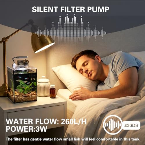 2.2 Gallon Small Aquarium Set Glass Fish Tank,Desktop Small Aquarium Kit for Beginners and Children to Keep Betta Fish, Goldfish, Shrimp, and Aquatic Plants (Black, 2.2 Gallon (Complete Kit)) - size: 2.2 Gallon (Complete Kit)