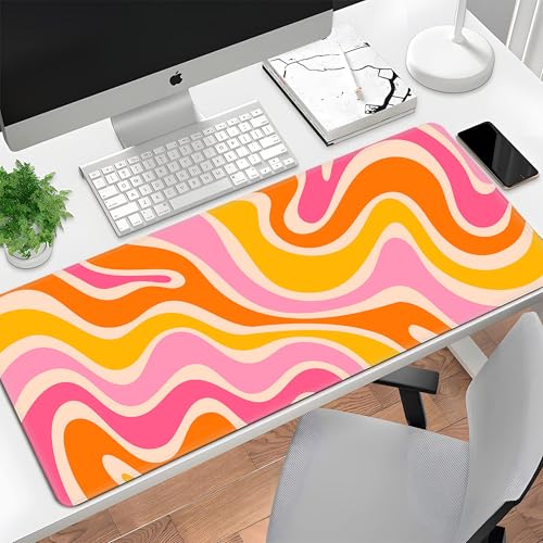Boho XL Mouse Pad Large Desk Mat Extended Keyboard Mouse Pad Abstract Mousepad with Non-Slip Base and Stitched Edge Minimalist Mouse Mat Desk Pad 31.5 x 11.8 in Mouse Pads for Desk Home Office Gaming - color: Boho Abstract