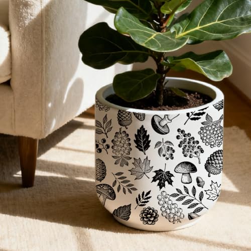 SUPERDANT 4PCS Forest Underglaze Paper Transfer Pinecone Mushroom Transfer Paper for Clay Ceramic Porcelain Under Glaze Transfers for Pottery Enamel Decals Black Underglaze Decal Papers - style: Forest Elements