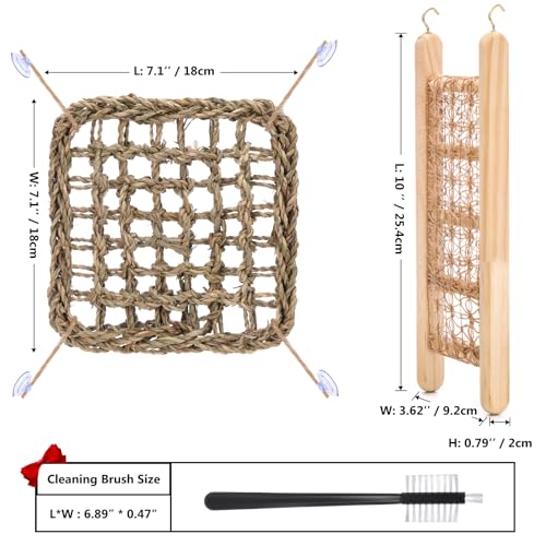 CHALEEMANG Hermit Crab Toys - Seagrass Hammocks and Ladder Bridges Set With Small Brush - Aquarium Accessories and Decorations for Tanks