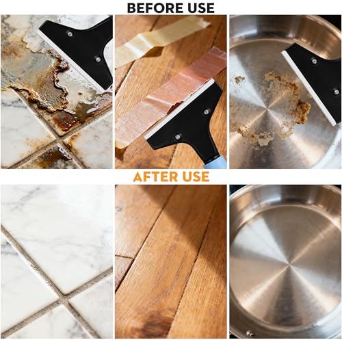 Heavy-Duty Floor Scraper with Long Handle (37''-51.5''), 4-Inch Metal Scraper Cleaning Tool, Comes with 10 Blades, Suitable for Cleaning Walls, Glass, Adhesives, Chewing Gum, and Ceilings - size: 51.5in