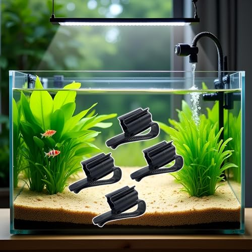 4Pcs Fish for Tank Mounting Clip Water Pipe Hose Holder Multifunction Adjustable Clamp for 0.31""-0.62"" Dia Tub Aquarium Tube Holder, Aquarium Air Pump Accessories Aquarium Pumps and Filters (Black)