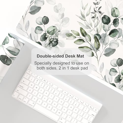 Colorful Star Large Mouse Pad, PU Leather Waterproof Desk Mat, Computer Gaming Mouse Pad, XXL Full Extended Mousepad Non Slip Desk Pad for School Office Home 23.6" x 13.8" - Soft Eucalyptus - color: Soft Eucalyptus, size: 23.6L x 13.8W inches