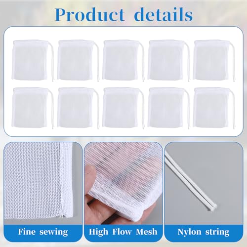 QfwdfcTrenz 10PCS Aquarium Filter Media Bags for Activated Carbon, 4" X 3.5" Mesh Filter Bags for Aquarium, Carbon Filters Bag for Aquariums, High Flow Aquariums Mesh Media Filters Bag
