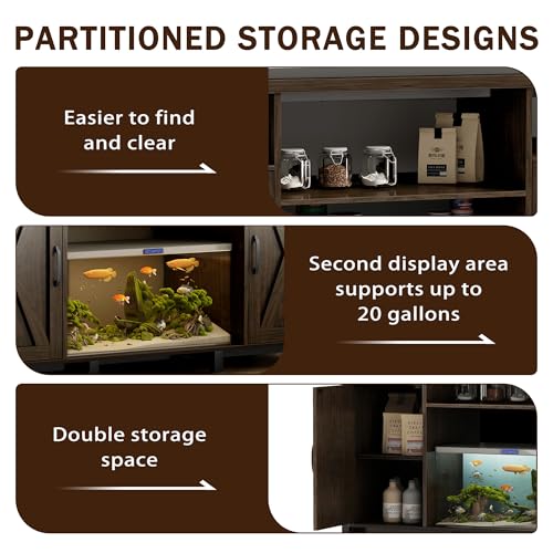 55-90 Gallon Fish Tank Stand with Power Outlets, Aquarium Stand with Cabinet, Heavy Duty Reptile Tank Turtle Terrariums Table for Fish Tank Accessories Storage, 49.2" L x 18.9" W, 1000LBS Capacity