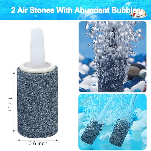7 Feet Clear Airline Tubing Hose Standard ID 3/16" Aquarium Air Pump Accessories Grey Air Stone Cylinder Check Valves Suction Cup and Connectors for Nano Air Pumps Small Buckets and Fish Tank - color: Transparent Hose, size: 2 Grey Air Stone Cylinder