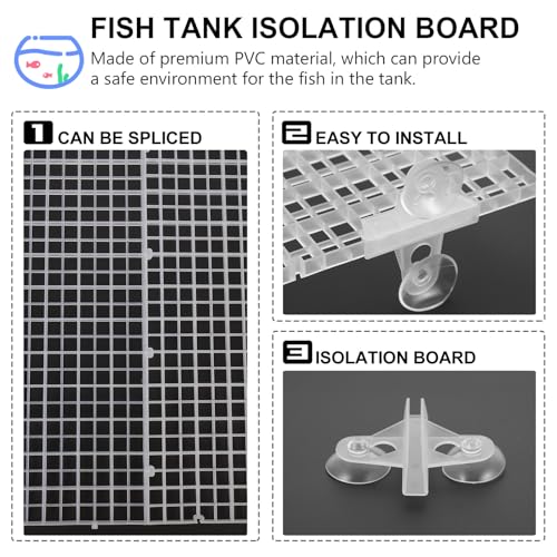 Tofficu Fish Tank Divider 3pcs Acrylic Isolation Board 30x15cm with 10 White Suction Cups Aquarium Breeding Partition for Small Fish Separation