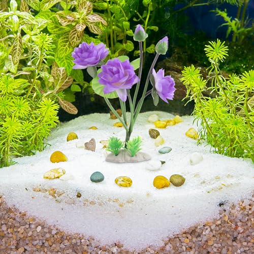 Simulated Lotus Aquarium .87 Inch Plastic Fish Tank Decoration for Freshwater Tanks and Desktop Aquariums Durable and Safe