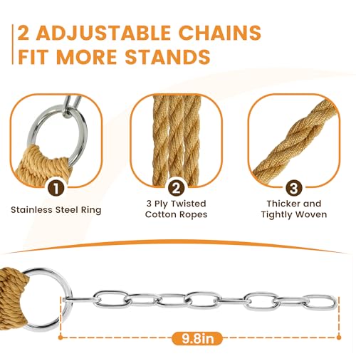 Lazy Daze Hammocks 13-FT Polyester Rope Hammock, Double 2 Person Traditional Hand Woven Outdoor Hammock with Spreader Bar, Carabiners, Tree Straps, Chains for Outside Patio- Max 450 Lbs, Tan - color: Tan