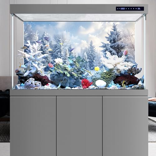 YongFoto Fish Tank Background - Winter Snow Scene Aquarium Backdrop - 30x12 inch - color: White, size: 30x12in/75x30cm