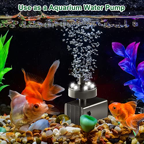 24-Hours Working Bird Bath Fountains Plug-in, Jutai Adjustable DC 12V Water Fountain Pump with LED Light for Birdbath, Garden, Small Fish Tank, Pond,16.4Ft Power Cord, Adapter Included(White) - color: White