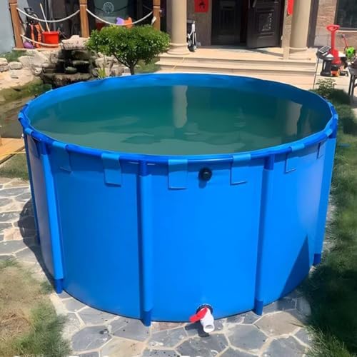 Aquarium Pool Pond Swimming Drain Valve Aquaculture Water Tank Cistern Steel Frame Multifunction PVC Canvas Temporary Fish Large PVC Canvas with Drain Valve Temporary Holding Tan - color: 1.5x0.8m